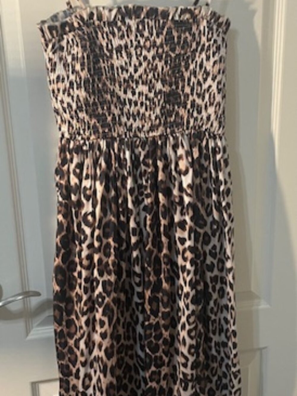 AQUA Leopard Print Strappy Midi Dress Small